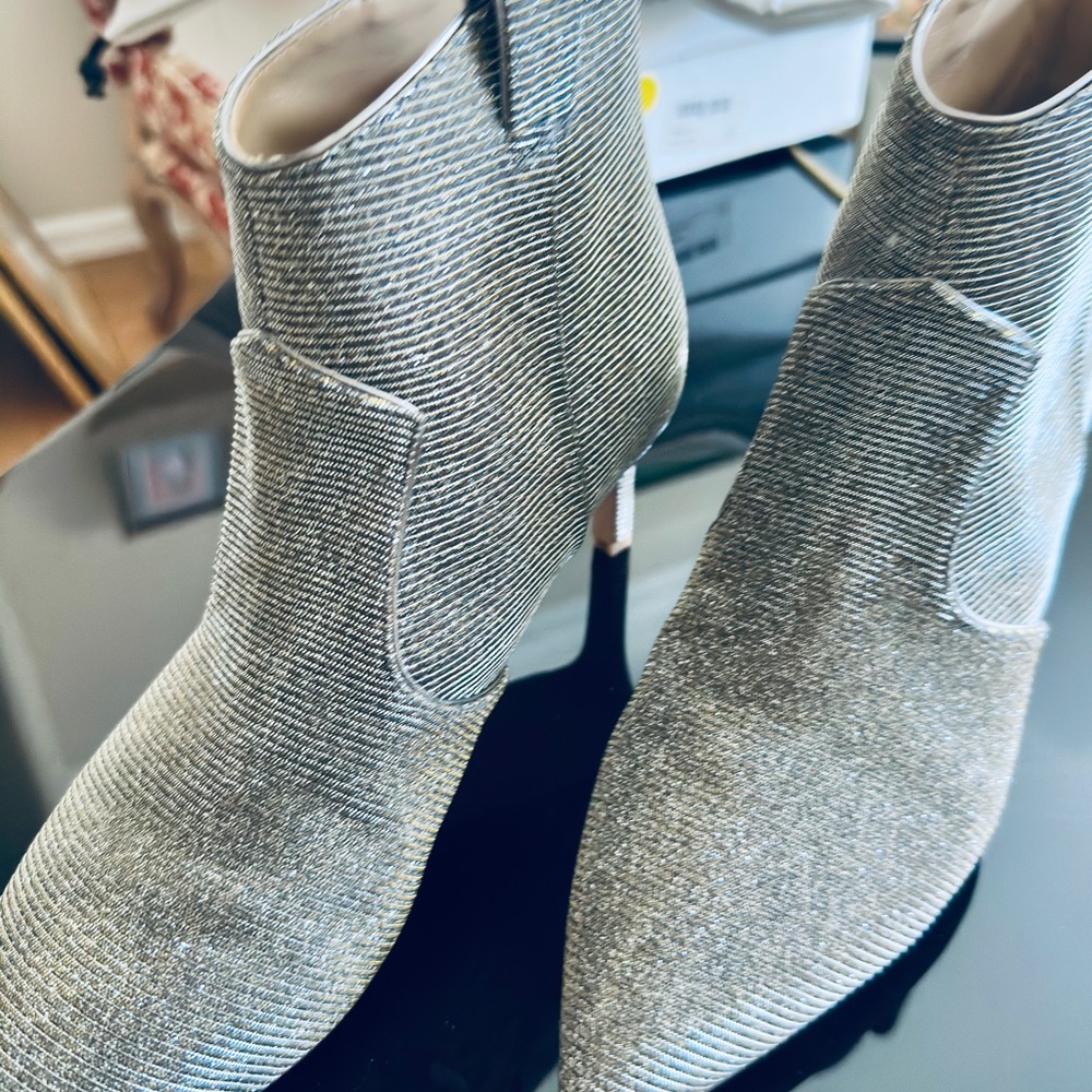 Veronica Beard Silver Ankle Bootie